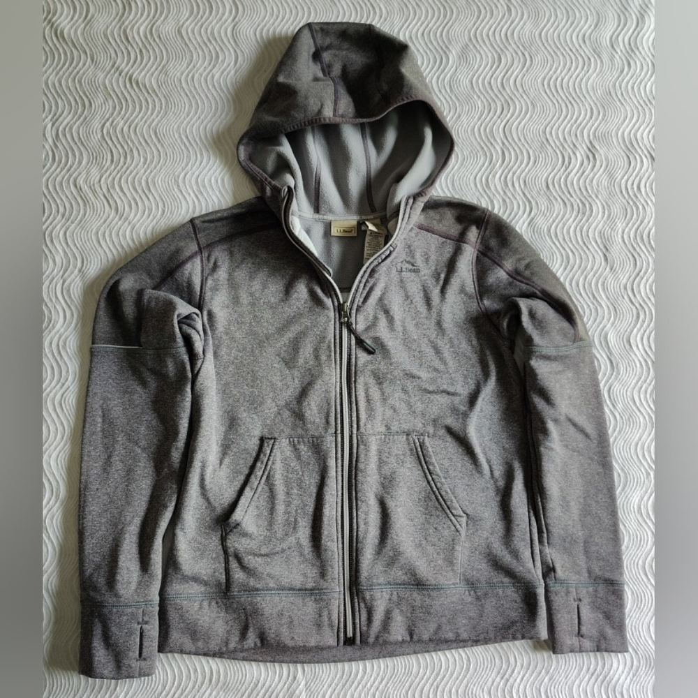 LL Bean Kids' Full-Zip Hoodie Sweatshirt Size Large L 14-16 Gray Fleece Interior